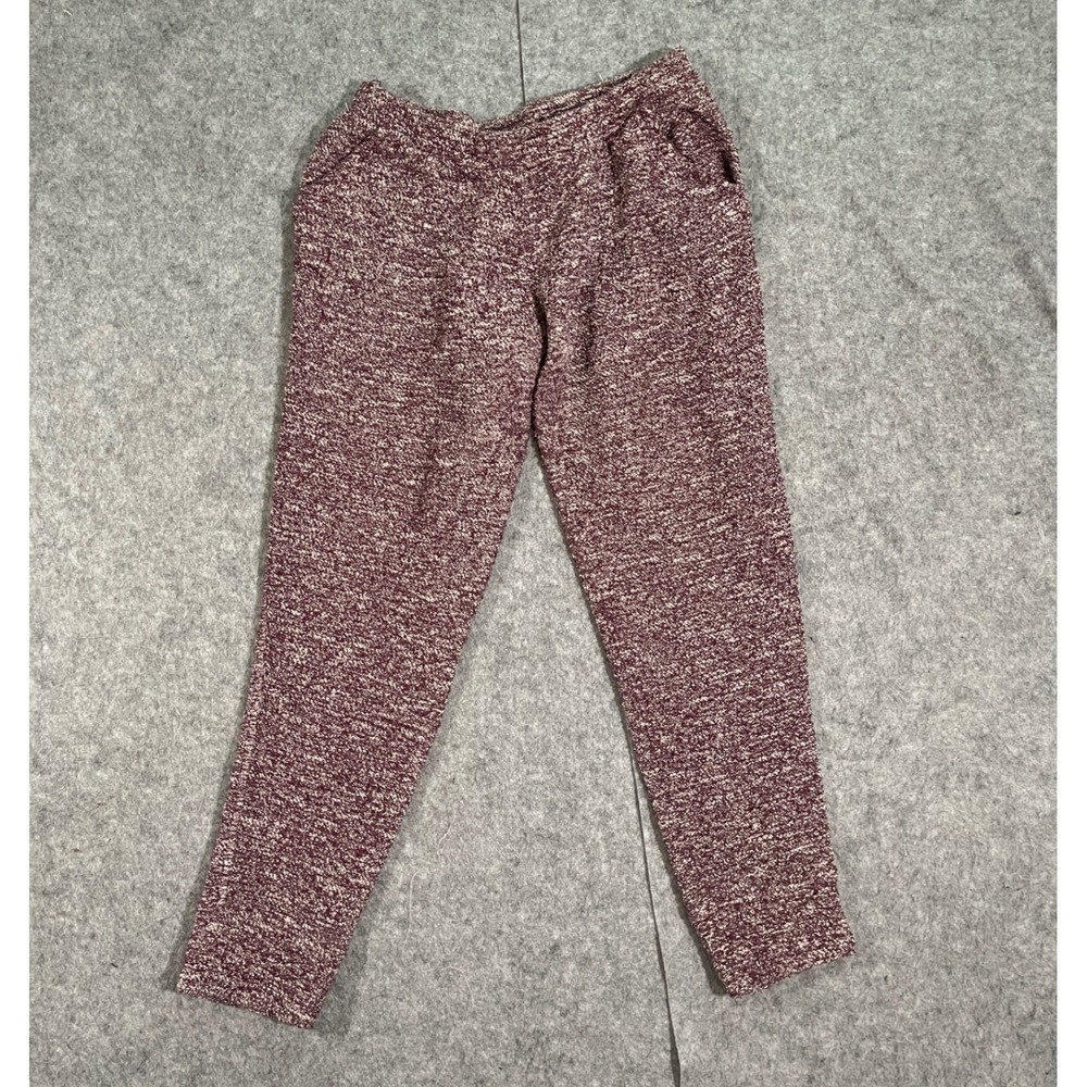 Ambiance Womens Burgundy Marled Knit Joggers Tapered Lounge Pants Size Large